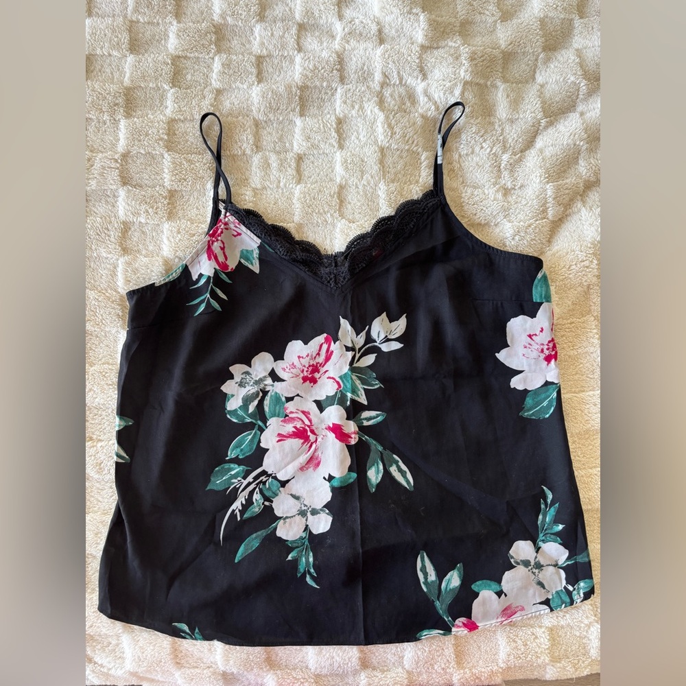 Dynamite Black Floral Cami Top